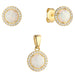 Set cercei + pandantiv, opal auriu inconjurati de zirconi din Aur 14k