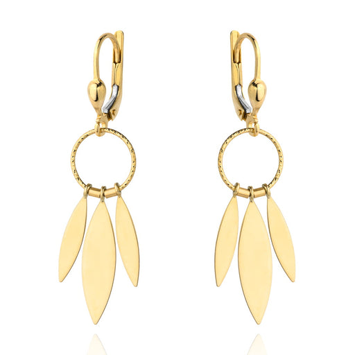 Cercei Aur 14K cu Design Frunze - 48 mm