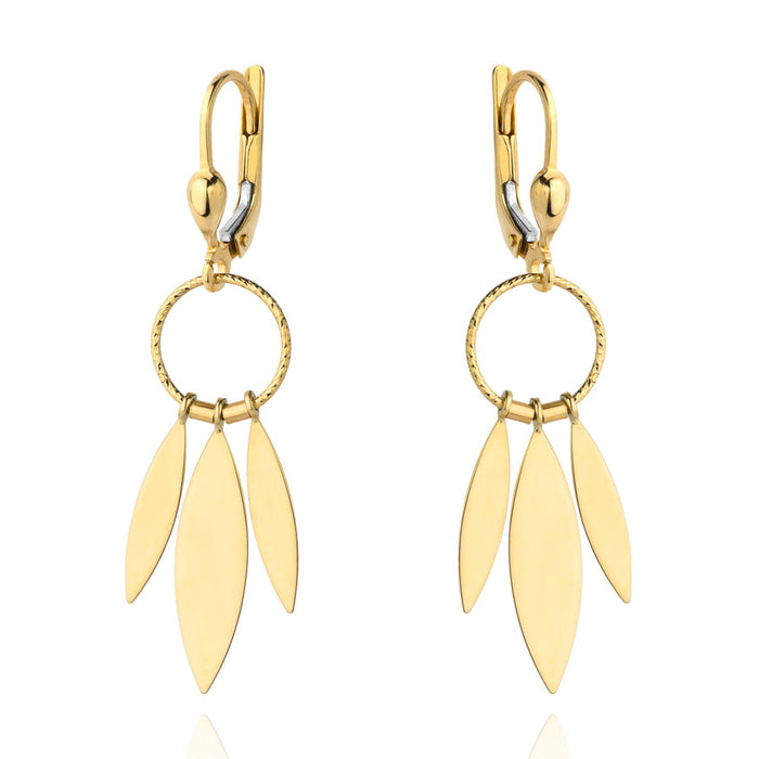 Cercei Aur 14K cu Design Frunze - 48 mm