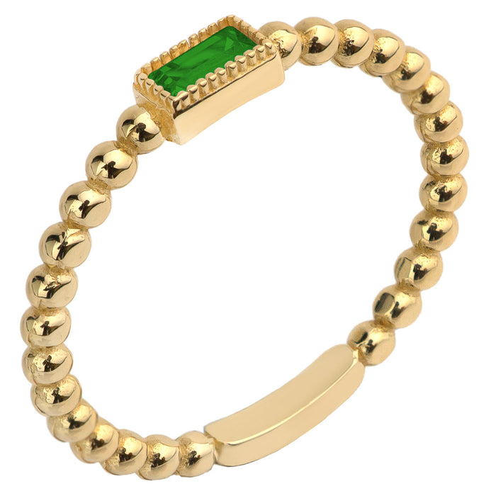 Inel Aur 14k cu Bilute si Zircon Verde