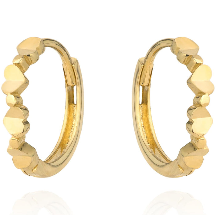 Patru cercei cu inimioare de aur pe creolă