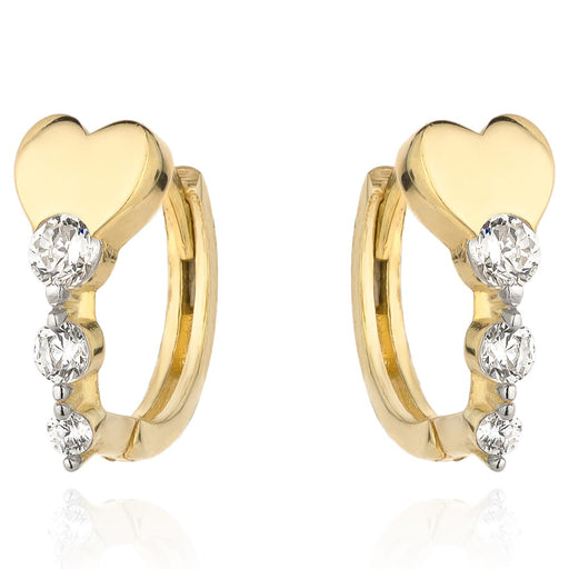 Cercei Aur 14k cu Inimioare si Zirconii Albe