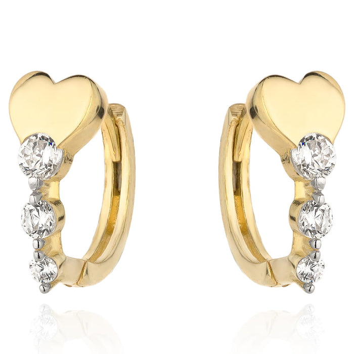Cercei Aur 14k cu Inimioare si Zirconii Albe