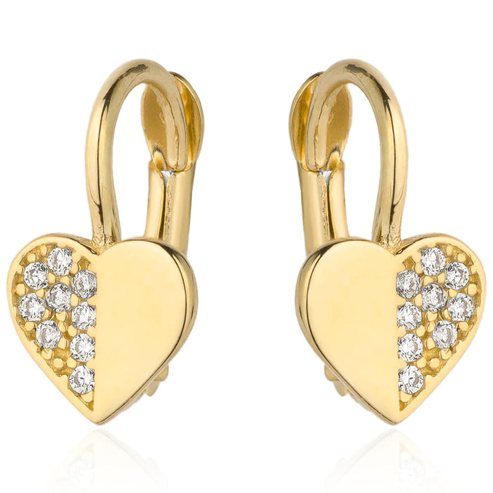 Cercei Aur 14k cu Inimioare si Zirconii