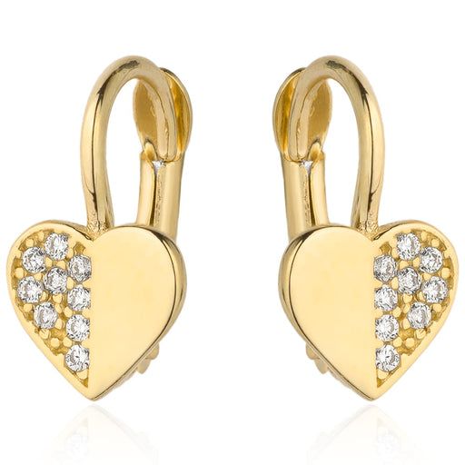 Cercei Aur 14k cu Inimioare si Zirconii