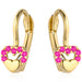 Cercei Aur 14k cu Inimioare si Zirconii Roz