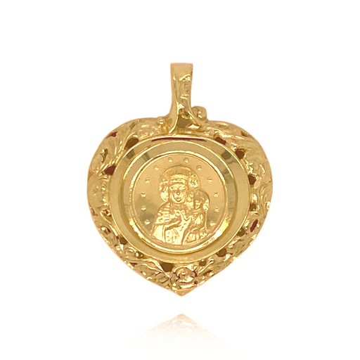 Pandantiv Inima cu Maica Domnului - Aur 14k