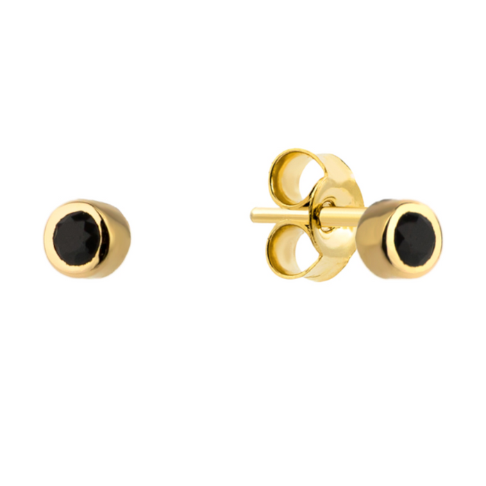 Cercei Aur 14K Eleganți Cu Piatră Neagră