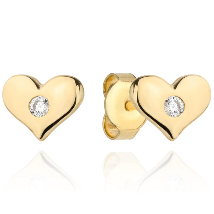 Cercei Aur 14k cu Inimioare si Zirconii Albe