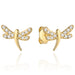 Cercei Aur 14k cu Libelula si Zirconii Albe