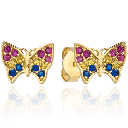 Cercei Aur 14k cu Fluturas si Zirconii Multicolore