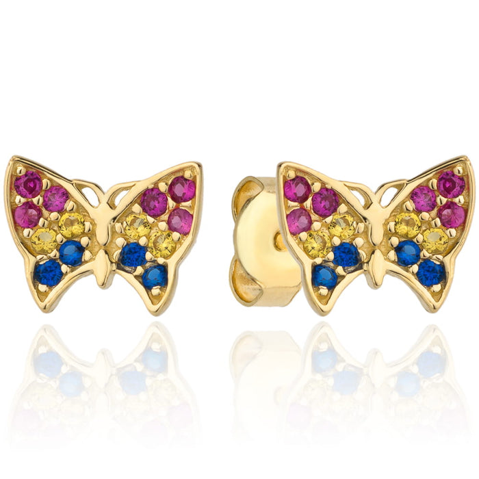 Cercei Aur 14k cu Fluturas si Zirconii Multicolore