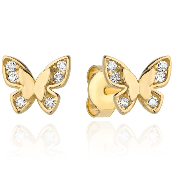 Cercei cu Fluturas si Zirconi - Aur 14k