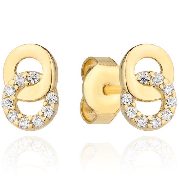 Cercei Aur 14k Impletiti cu Zirconii Albe