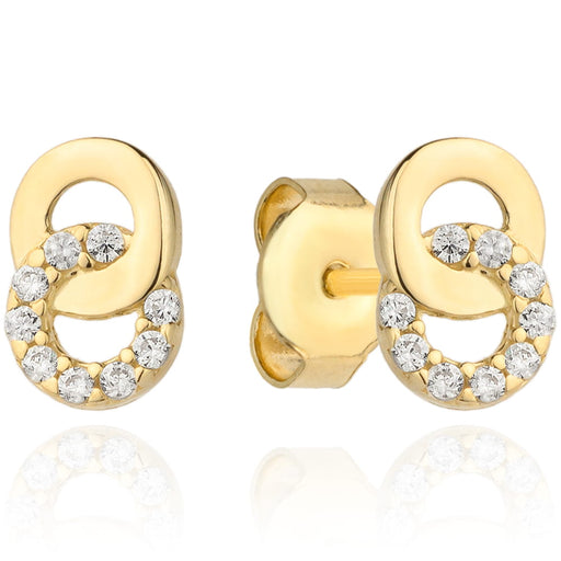 Cercei Aur 14k Impletiti cu Zirconii Albe