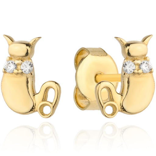 Cercei Aur 14k cu Pisicuta si Zirconii Albe