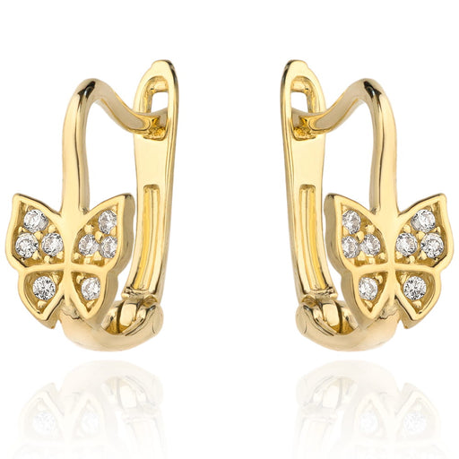 Cercei Fluture cu Inchizatoare englezeasca din Aur 14k cu Zirconi