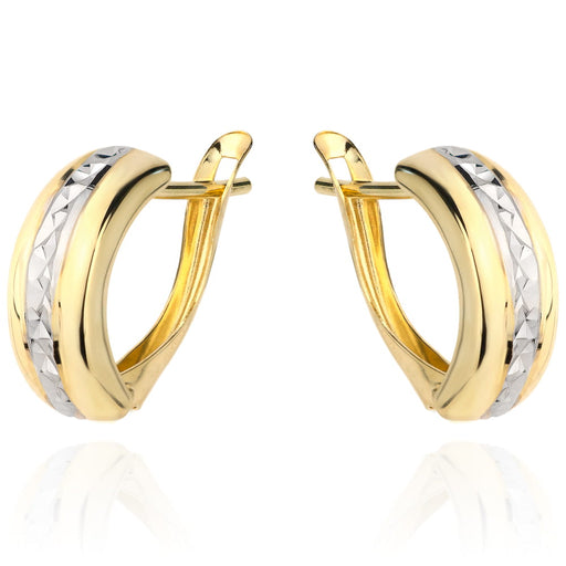 Cercei in doua culori de aur cu zirconii centrale