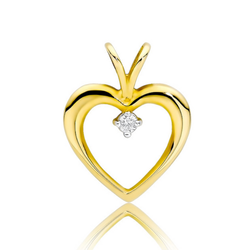 Pandantiv Aur 14k cu Inima si Piatra Centrala