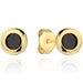 Cercei stud din aur cu piatră neagră într-un cadru neted