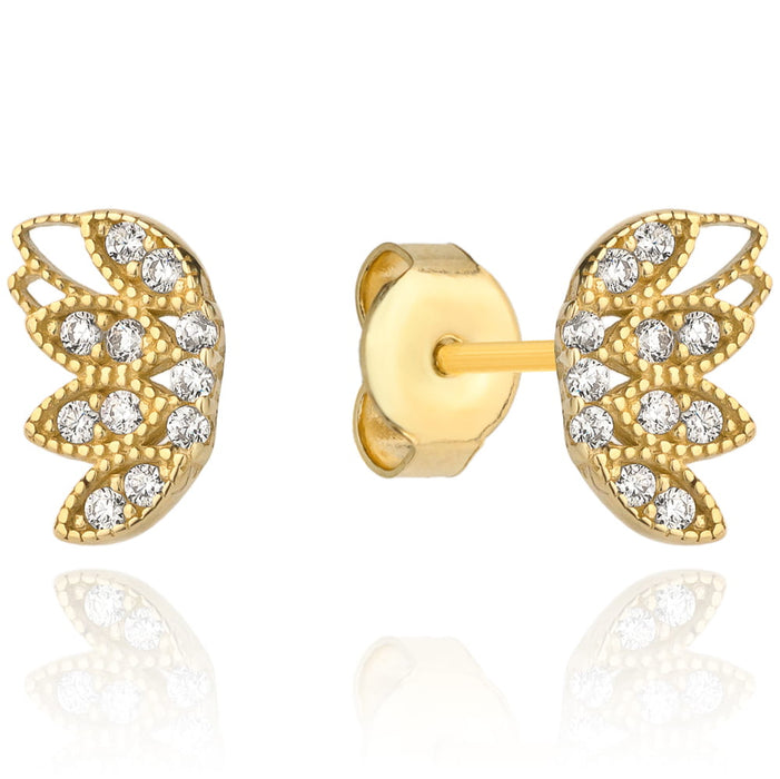 Cercei Aur 14k cu Aripi si Zirconii Albe