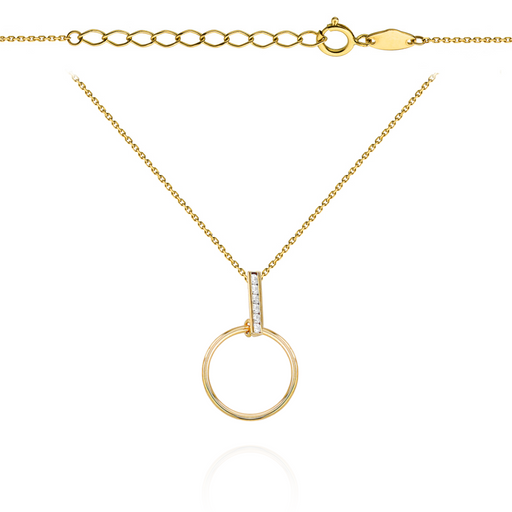 Colier cu Cerc si Placuta cu Cristale- Aur 14k