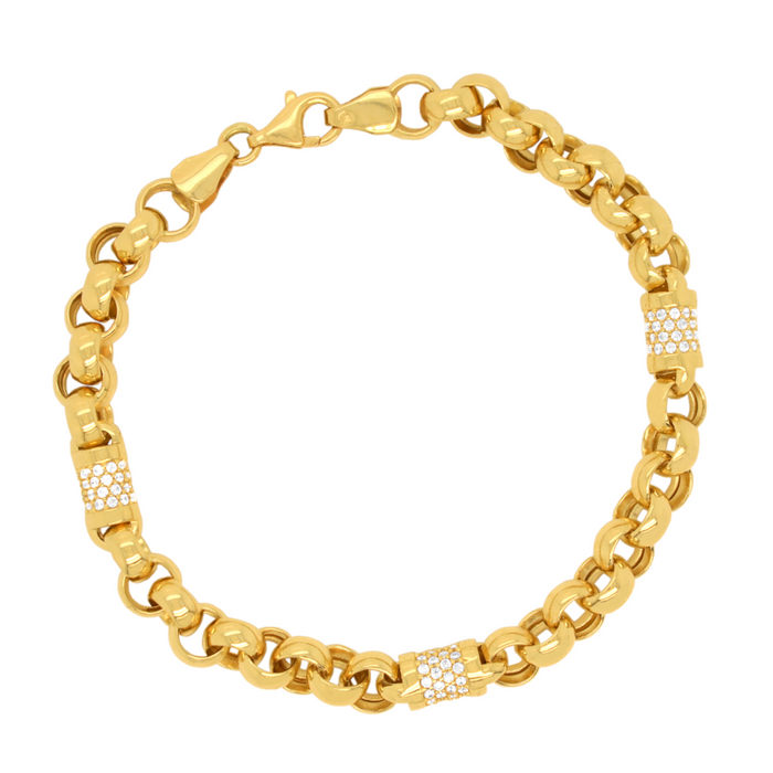 Brățară din țesătură Rolo din aur împânzită cu pietre