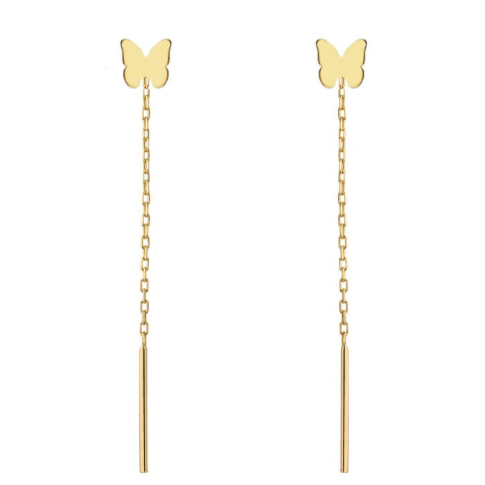 Cercei cu fir de aur cu fluture plin