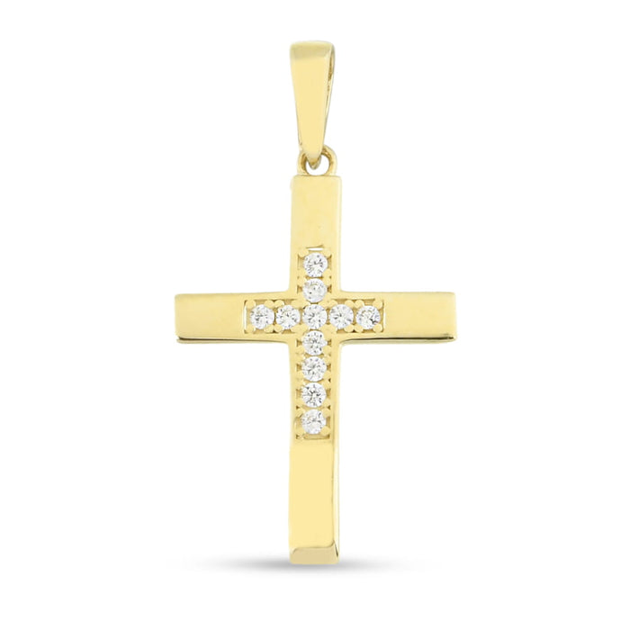 Pandantiv Aur 14k cu Cruce si Zirconii Albe