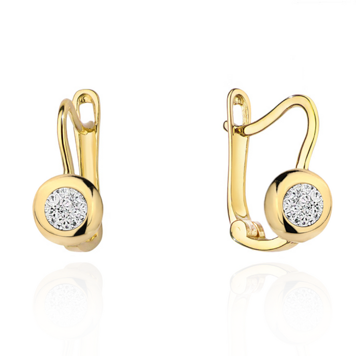 Cercei cu inele de aur umplute cu zirconii