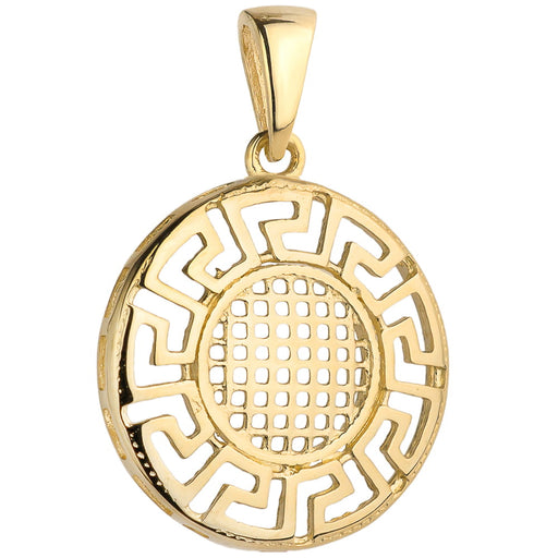 Pandantiv Din Aur Galben 14K, Cerc Cu Motiv Grecesc