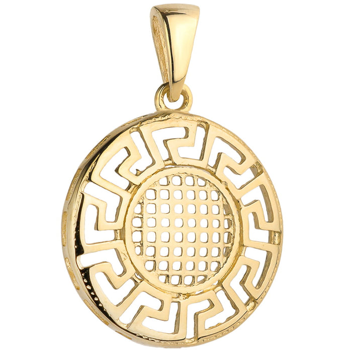 Pandantiv Din Aur Galben 14K, Cerc Cu Motiv Grecesc