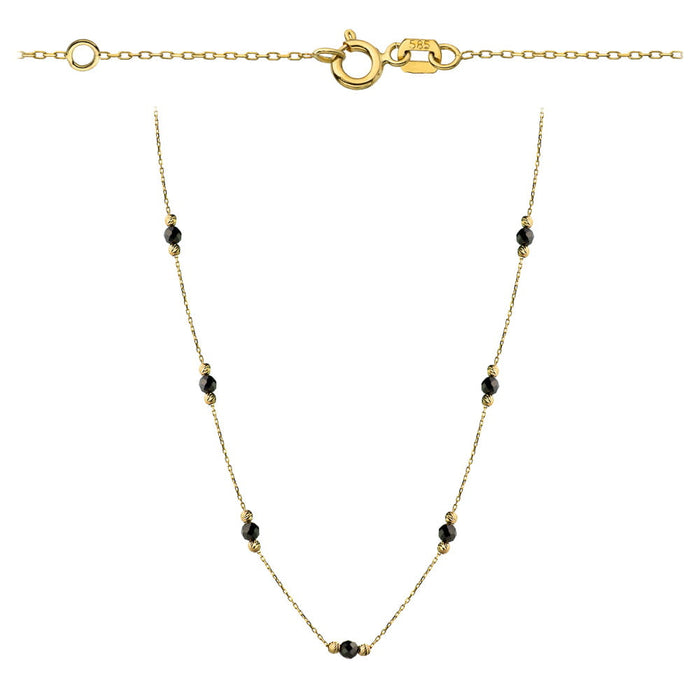 Colier cu Margelute Negre si Bilute- Aur 14k