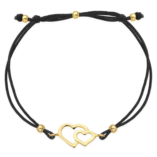 Bratara Snur Neagra cu Inimioare- Aur 14k