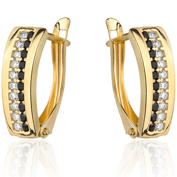 Cercei Aur 14k cu Zirconii Albe si Negre