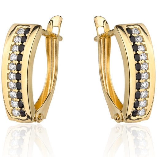 Cercei Aur 14k cu Zirconii Albe si Negre