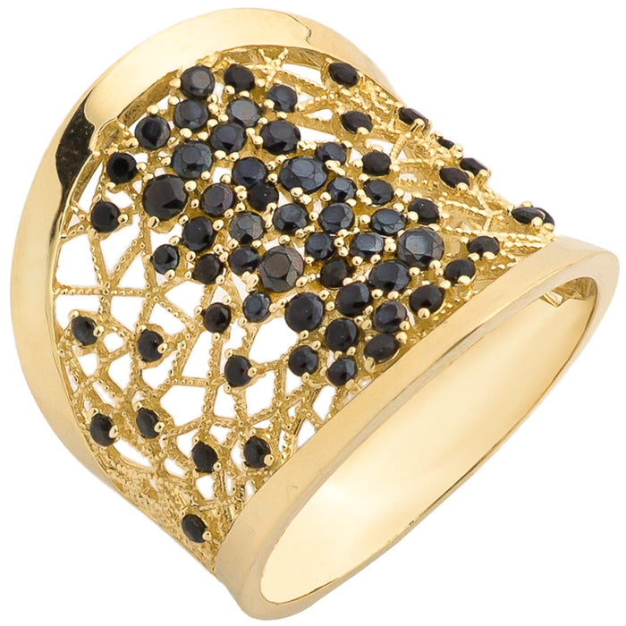 Inel din Aur cu Zirconi Negri - Aur 14k