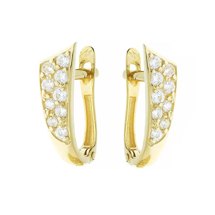 Cercei Aur 8K Trunchi cu Zirconiu – Eleganță Geometrică