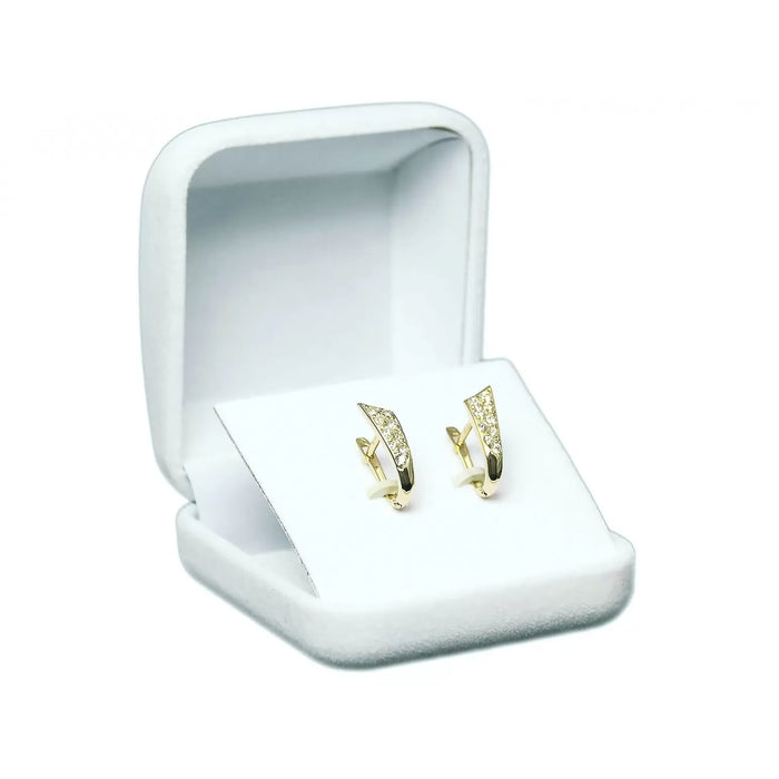 Cercei Aur 8K Trunchi cu Zirconiu – Eleganță Geometrică