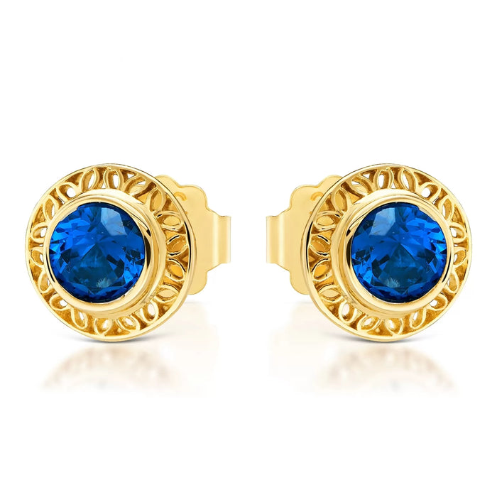 Cercei Aur 8K Ajour cu Zirconiu Albastru