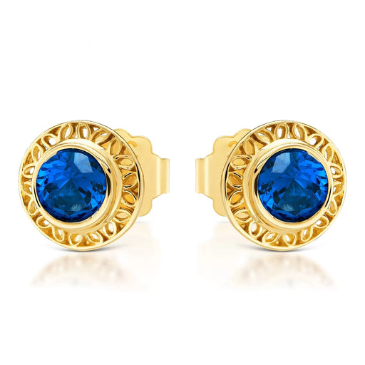 Cercei Aur 8K Ajour cu Zirconiu Albastru