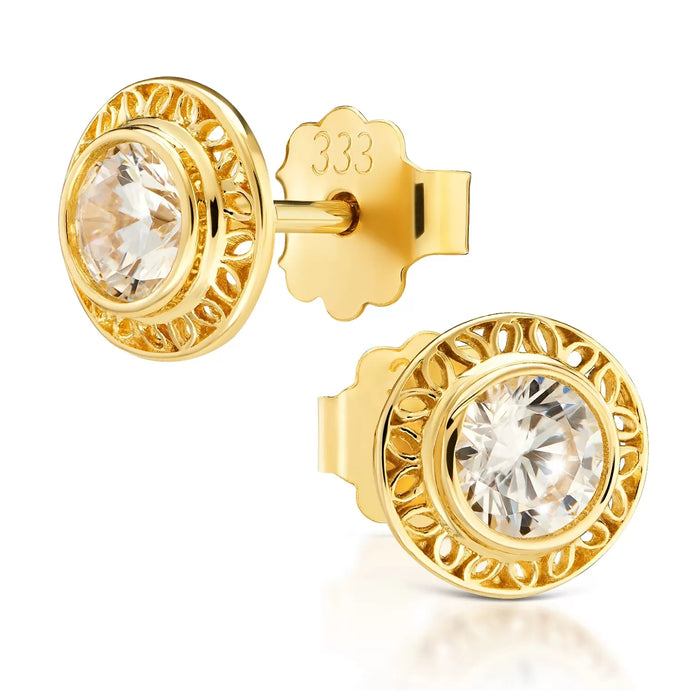 Cercei Aur 8K Ažur Cu Zirconiu Alb