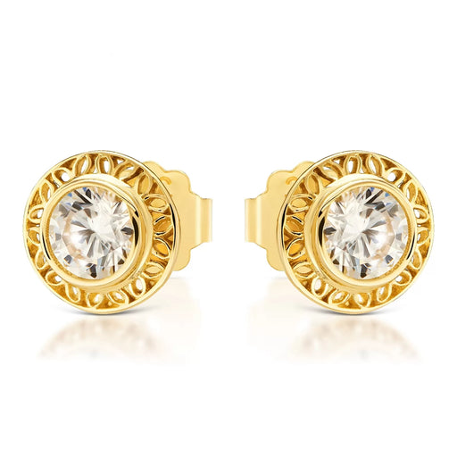 Cercei Aur 8K Ažur Cu Zirconiu Alb