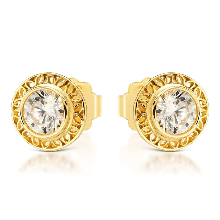 Cercei Aur 8K Ažur Cu Zirconiu Alb