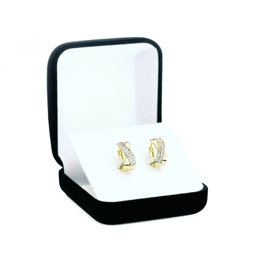 Cercei Aur 8K, Model Undă, cu Zirconii Albe