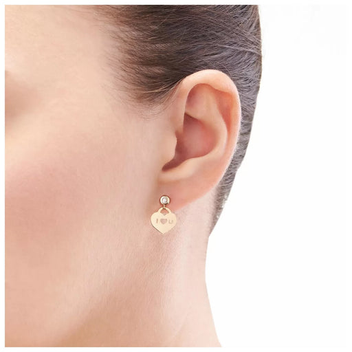 Cercei Aur 8K Inimă ILOVEU cu Zirconiu