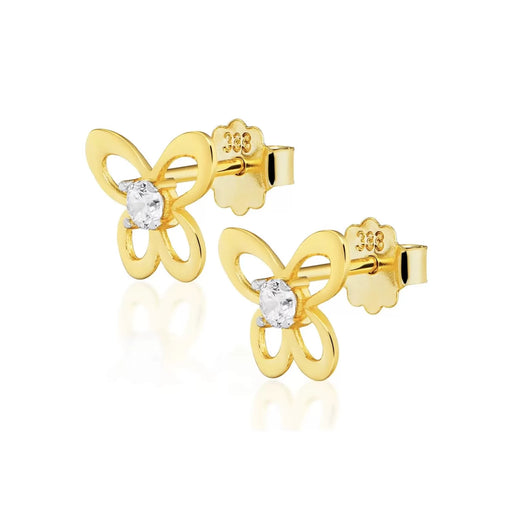 Cercei Delicați din Aur 8K cu Zirconiu în Formă de Fluture