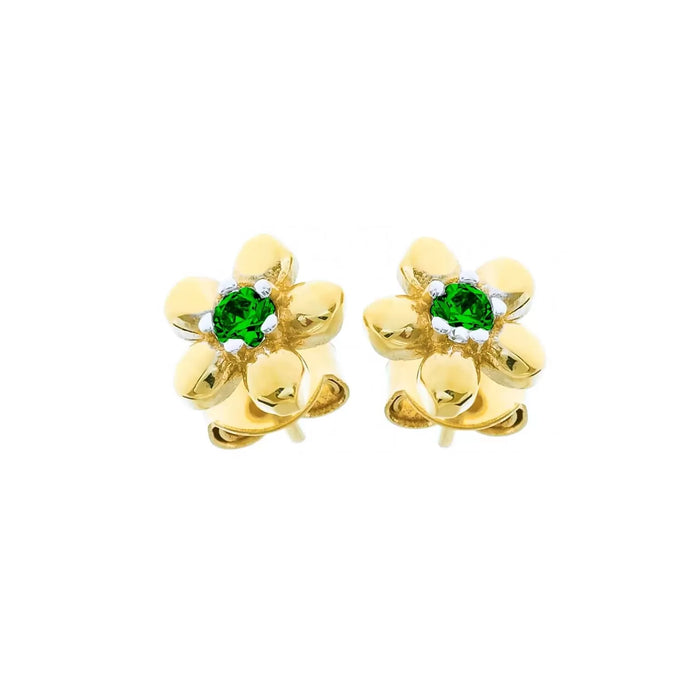 Cercei Aur 8K cu Zirconiu, Flori Verzi