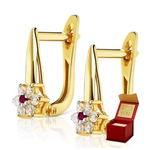 Cercei Aur 8K cu Zirconiu, Model Floare