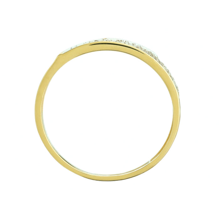 Inel Aur 8K cu Garnitură Asimetrică și Zirconii Strălucitoare